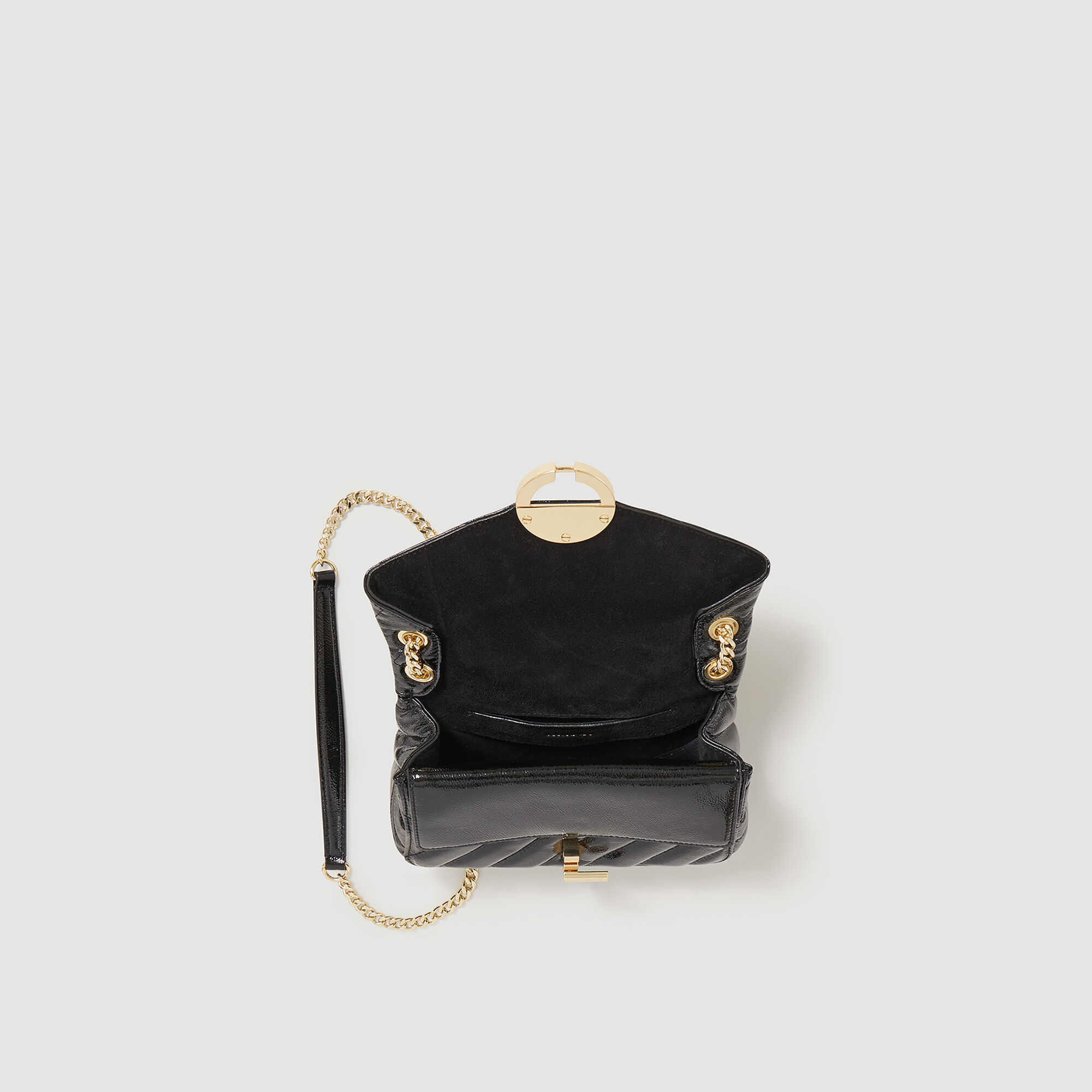 Small patent top leather purse