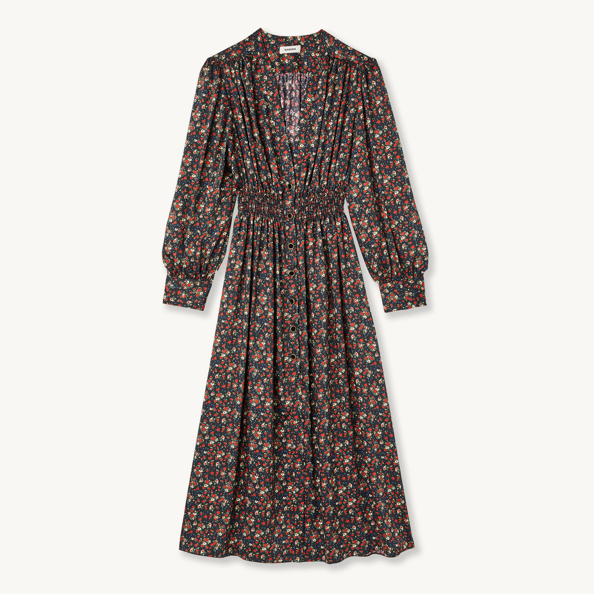 Long flowing dress with a floral print
