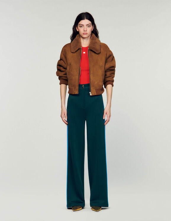 Trousers with side stripes Bottle Green Femme