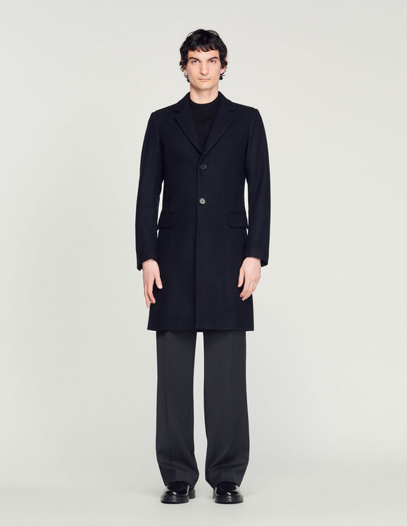 Wool and cashmere coat Black Homme