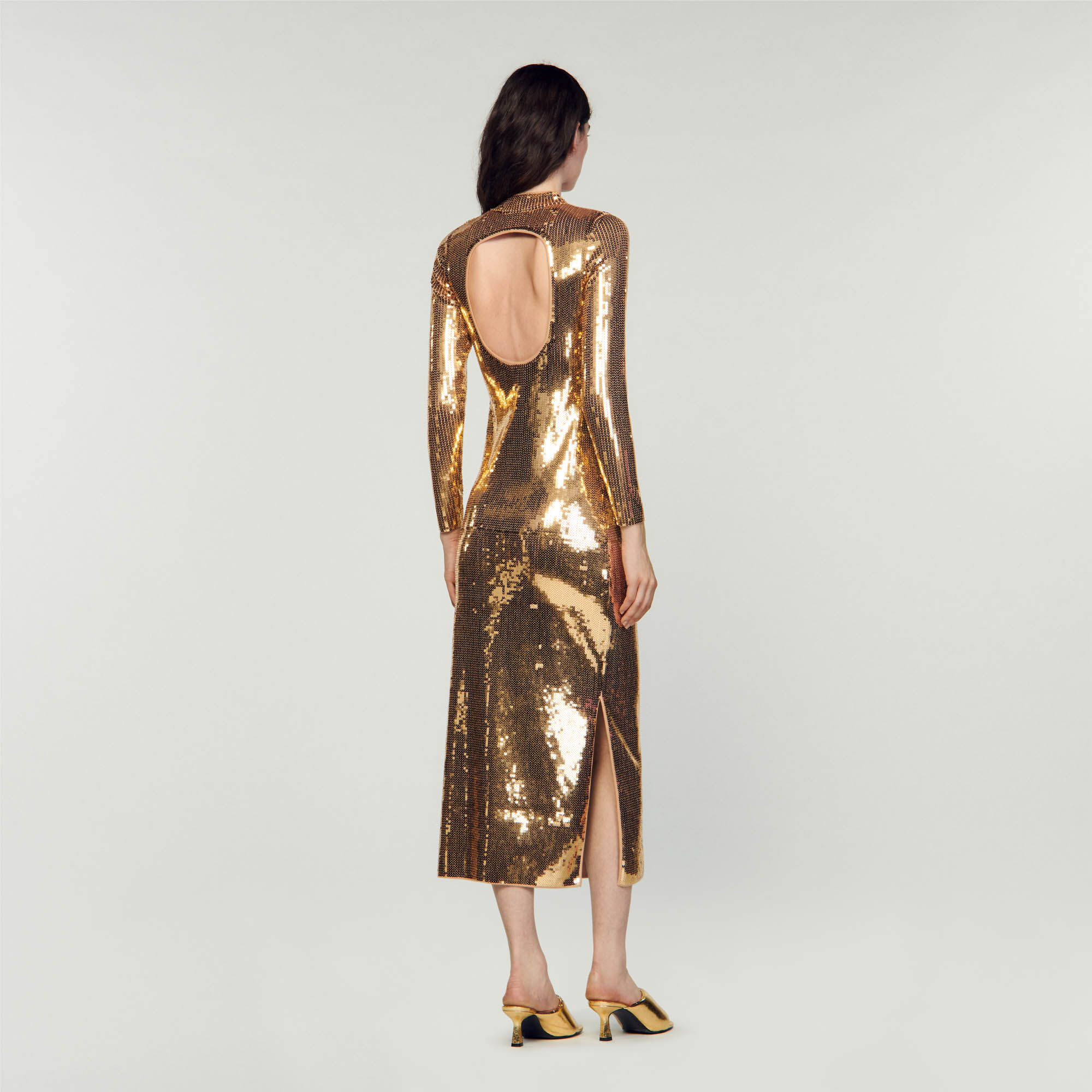 Gold midi sales dress uk