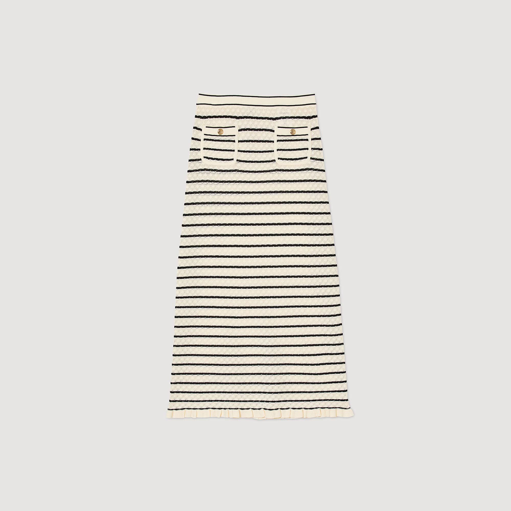 Black and white striped online puffy skirt