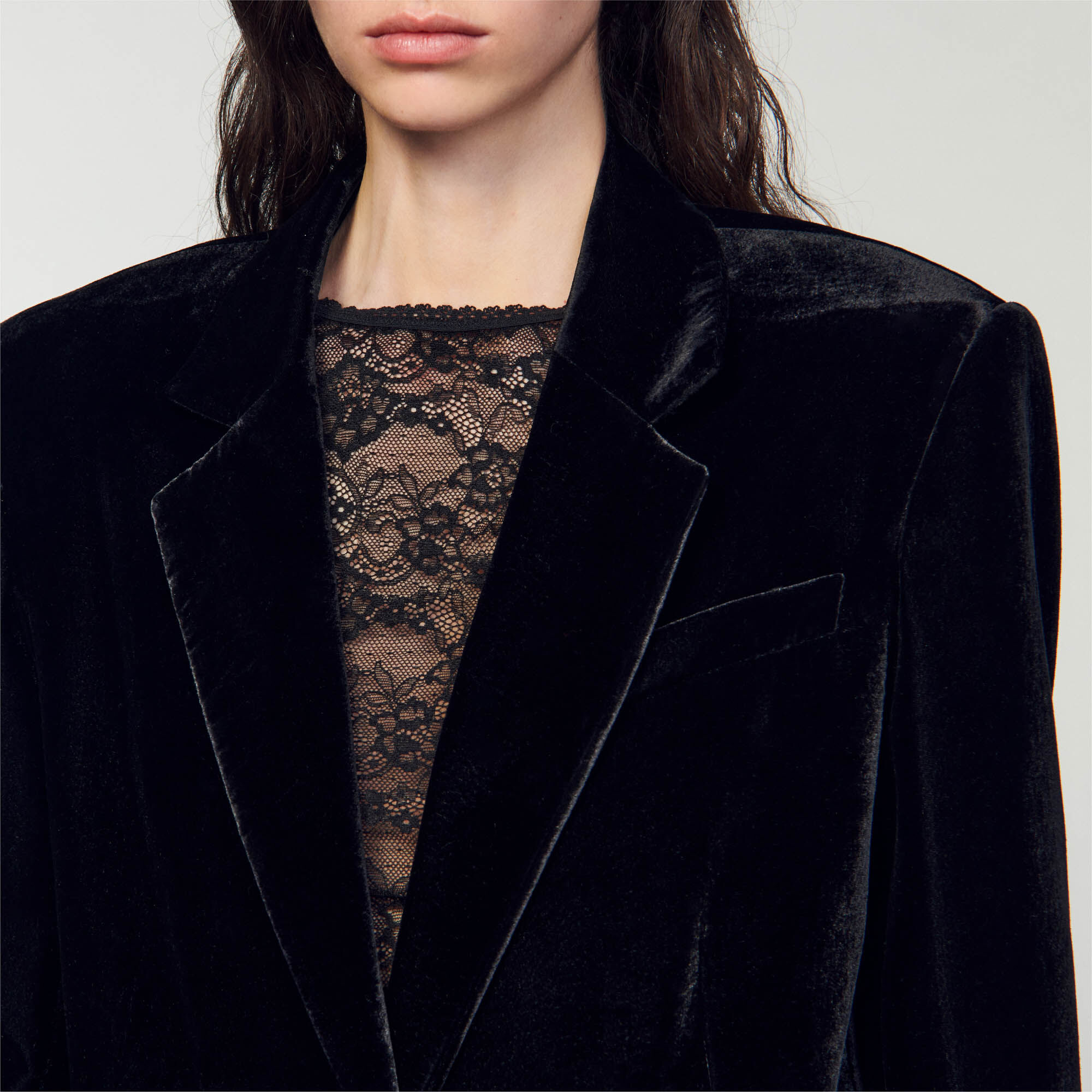 Black velvet top suit jacket