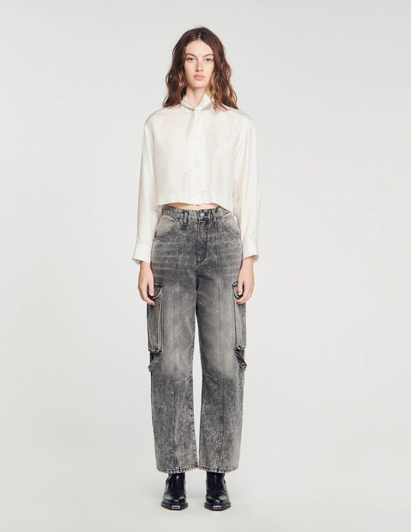 Faded cargo jeans SFPJE00552 Dark Grey - Jeans | Sandro Paris