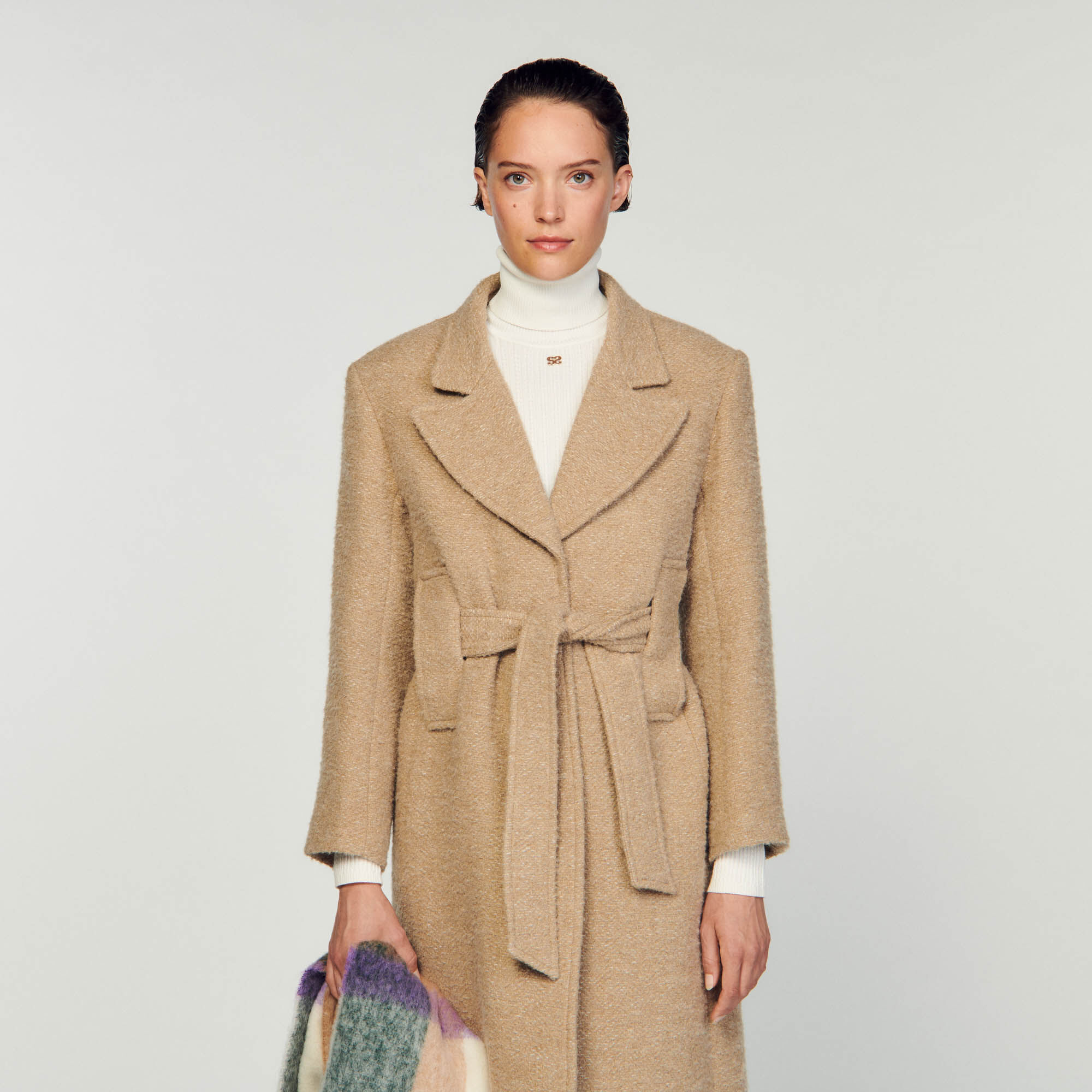 Long boucl coat SFPOU00589 Coats Sandro Paris