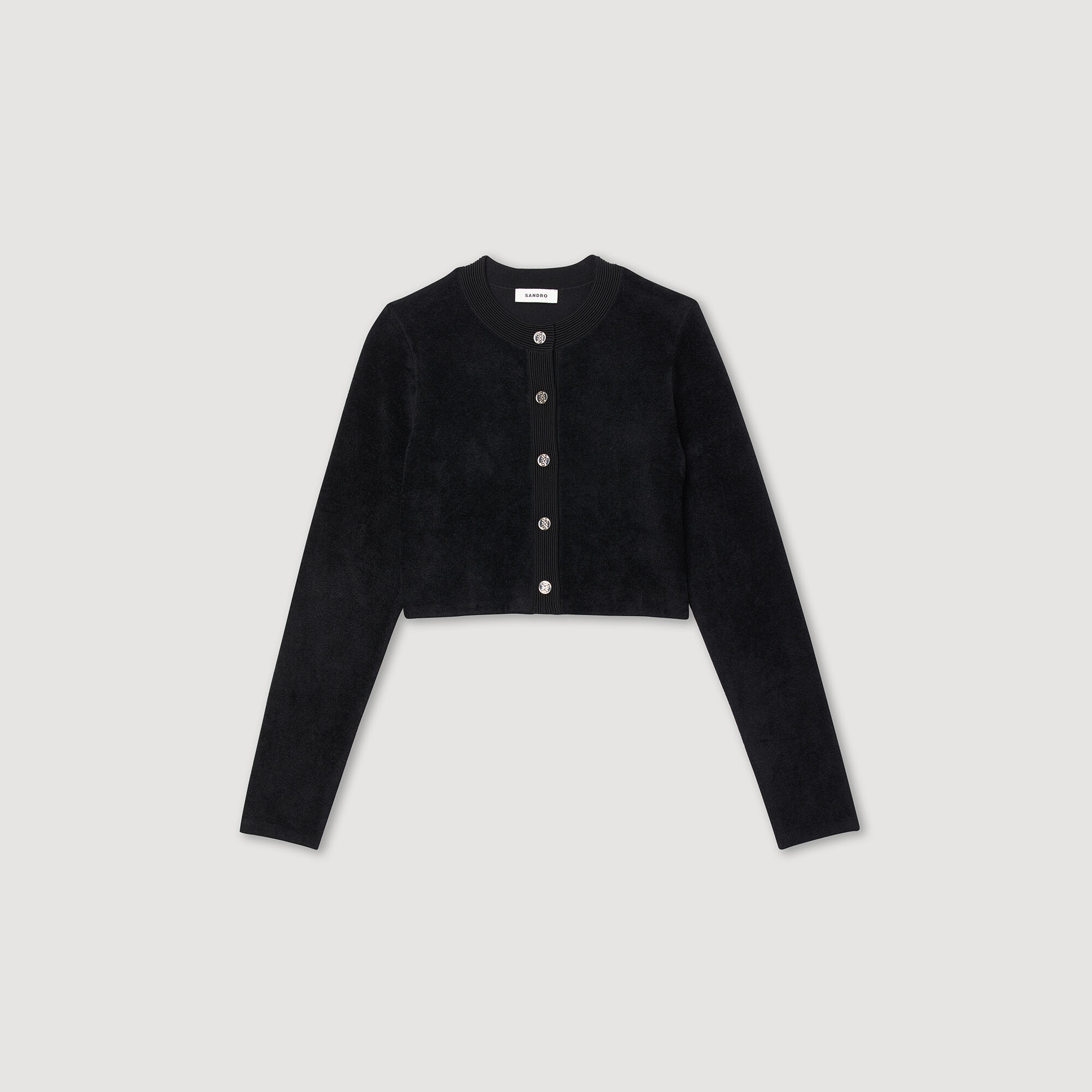 Cropped velvet effect cardigan