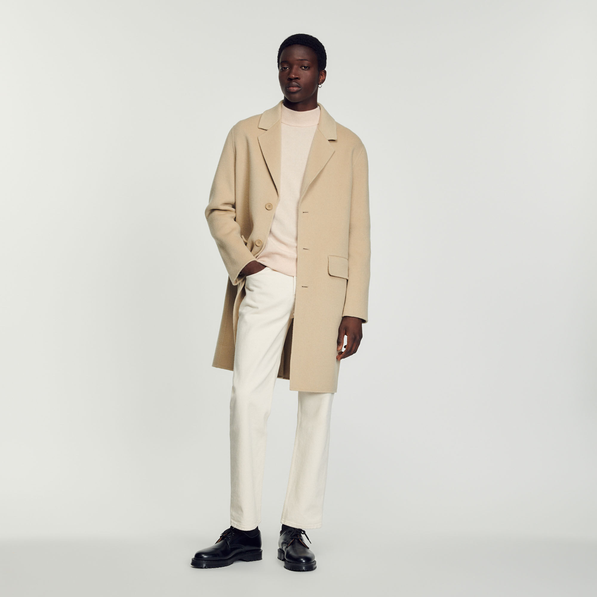 Beige wool online coat men