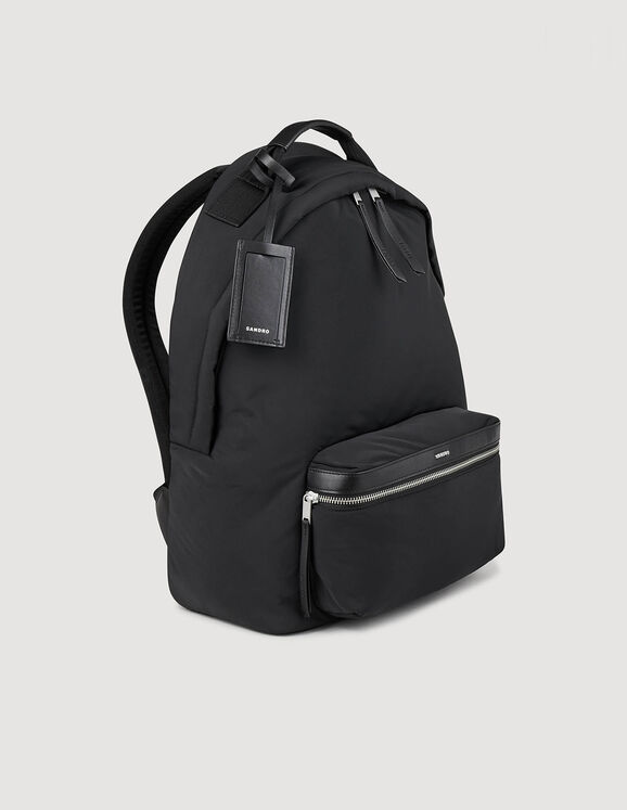 Canvas and leather backpack Black Homme