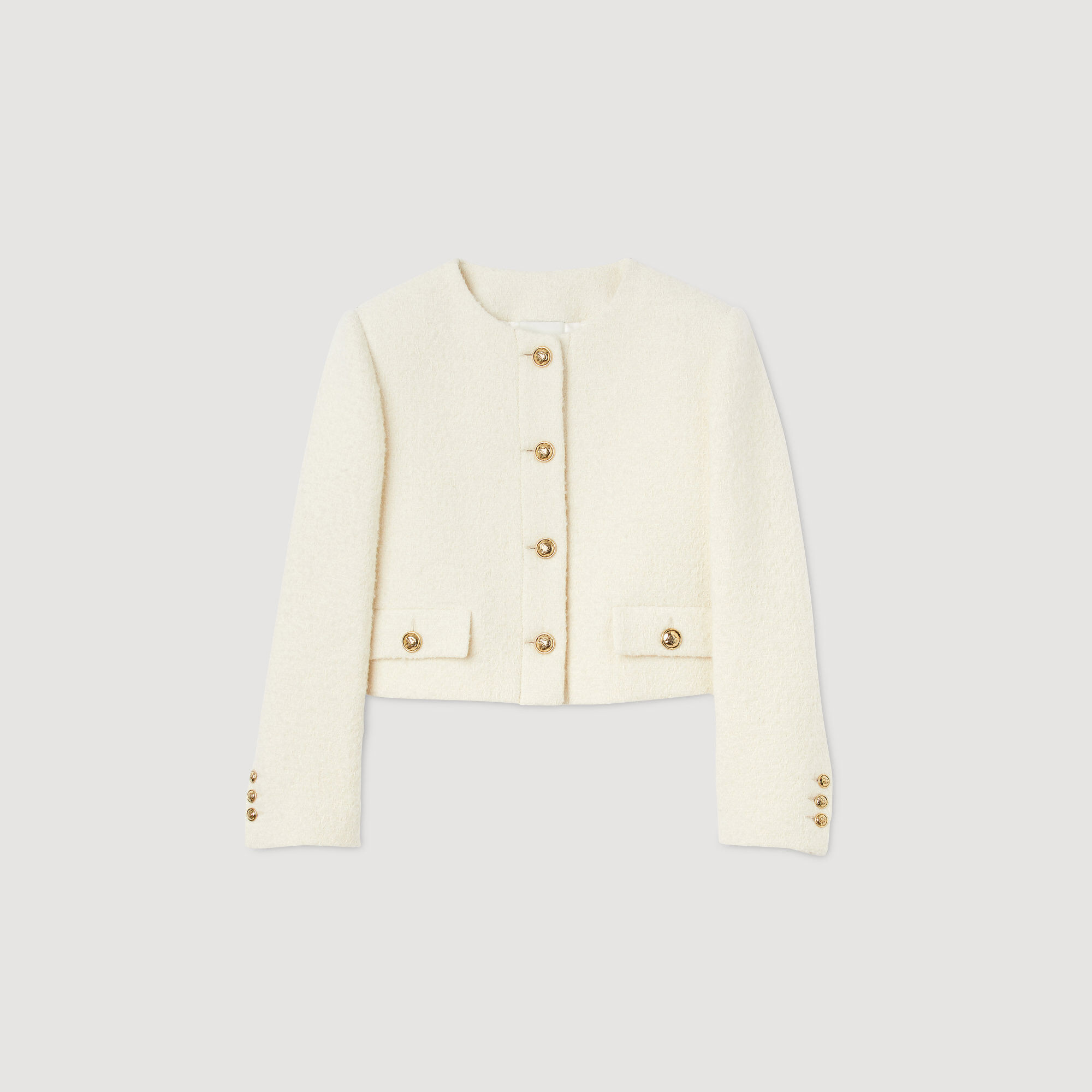 White wool jacket short hot sale