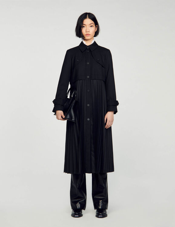Pleated trench coat Black Femme
