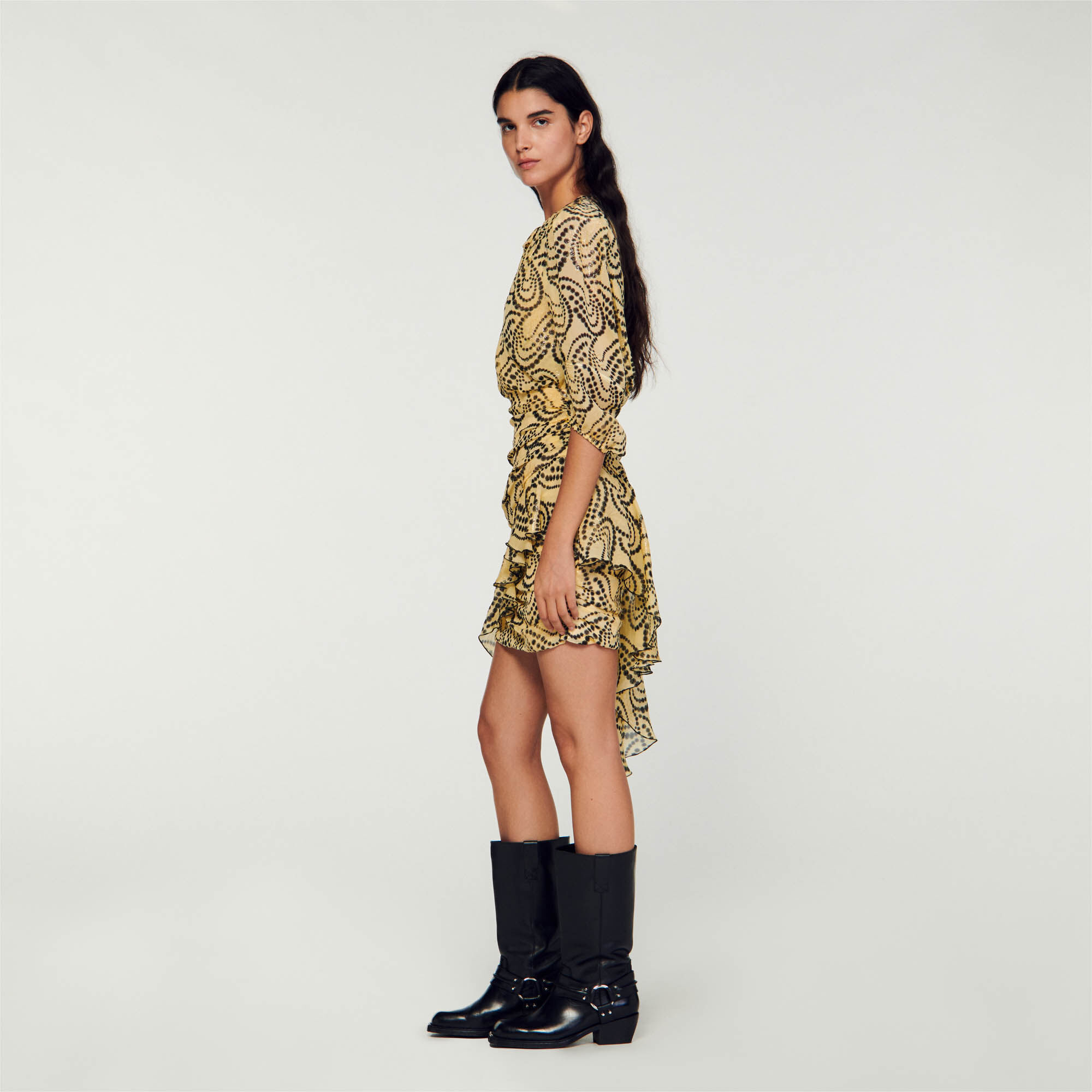 Leopard print asymmetrical dress sales