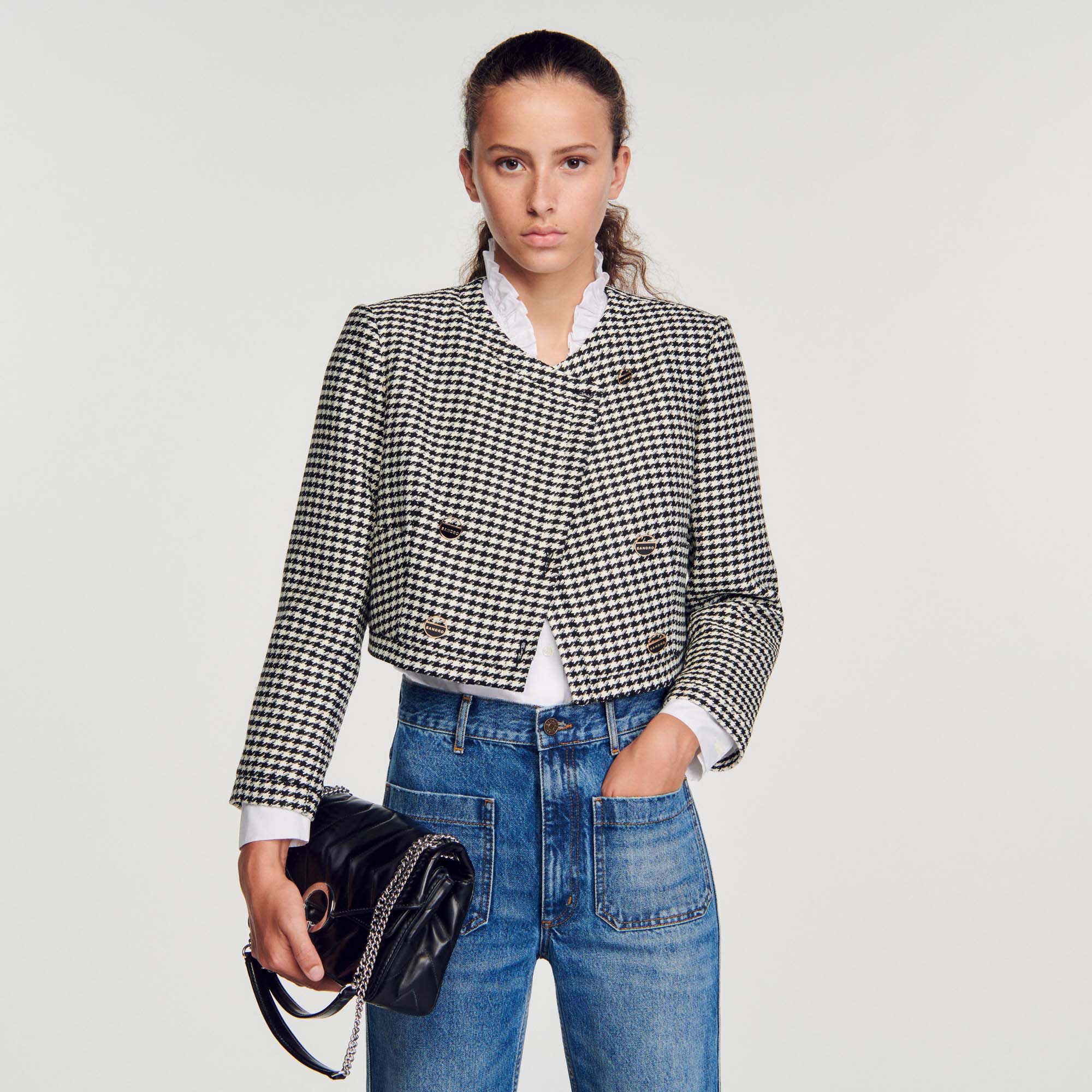 Cropped houndstooth jacket SFPVE00848 Blazers Jackets Sandro