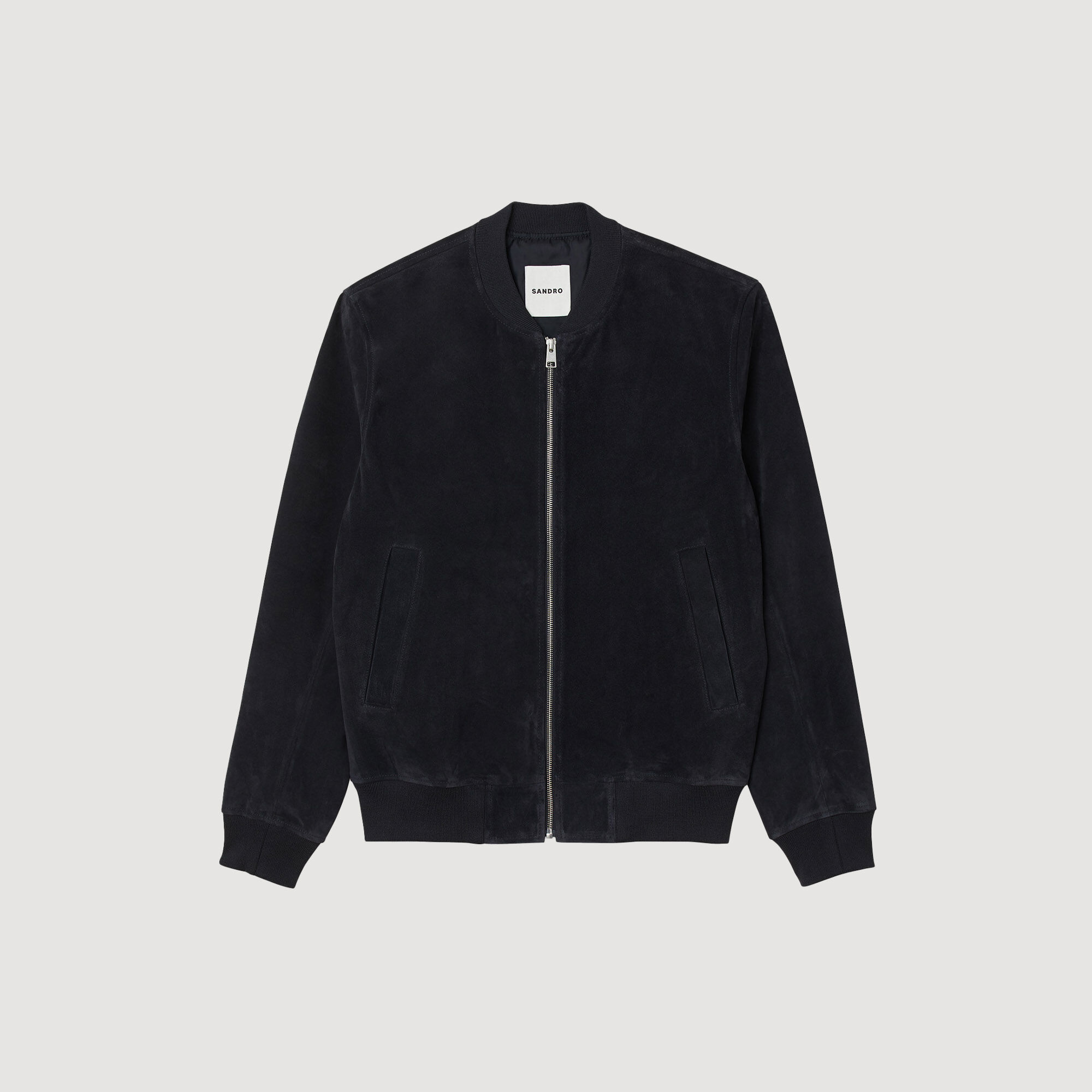 Suede leather jacket SHPBL00734 Navy Blue Sandro Paris
