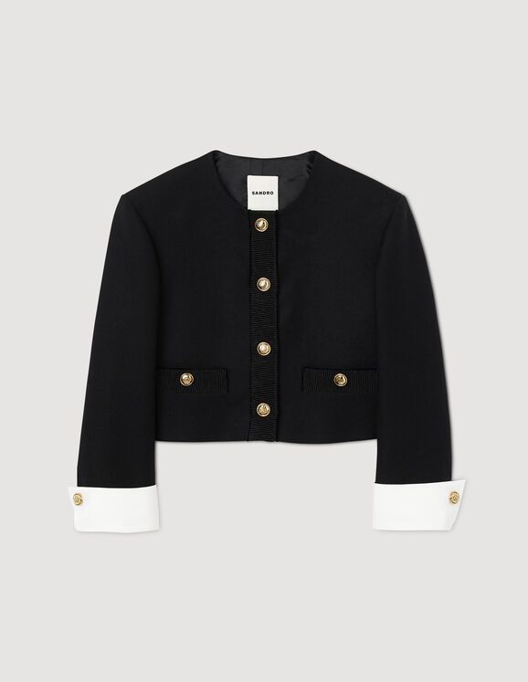 Cropped jacket SFPVE00872 Black - Blazers & Jackets | Sandro Paris