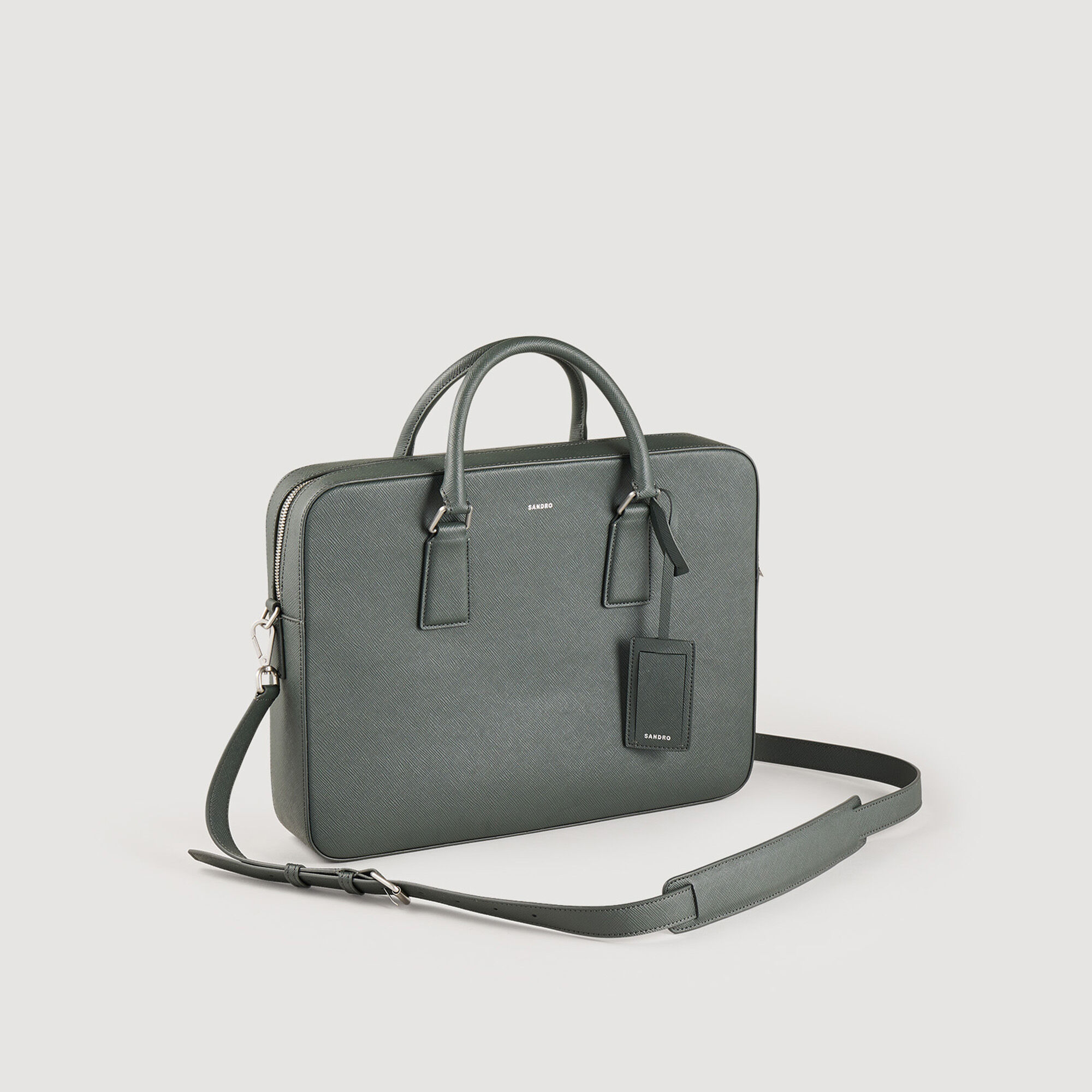 Briefcase in certified leather SHASA00857 Green Last Chance Sandro