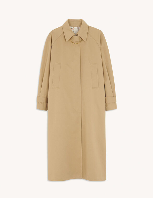 Sandro Cotton trench coat with detachable chain Select a size and. 1