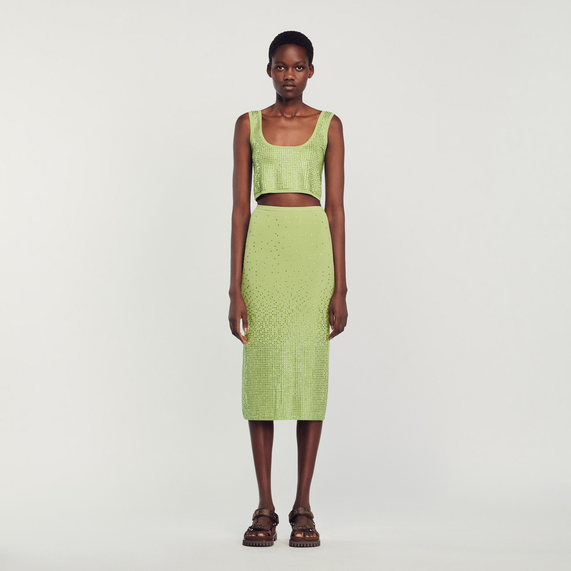 Light green midi skirt hotsell