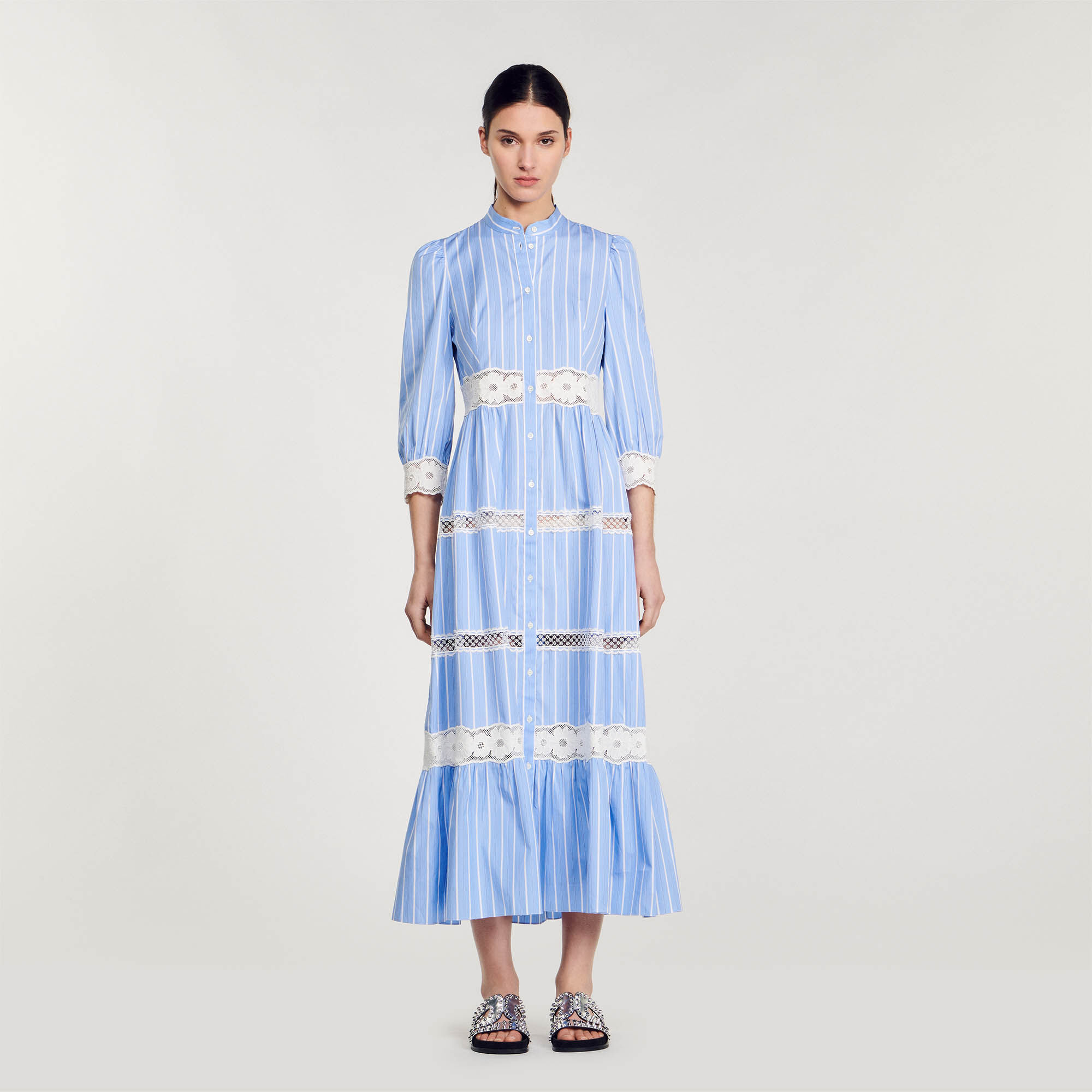Striped cotton maxi dress