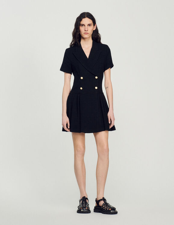 Short tweed coat dress Black Femme