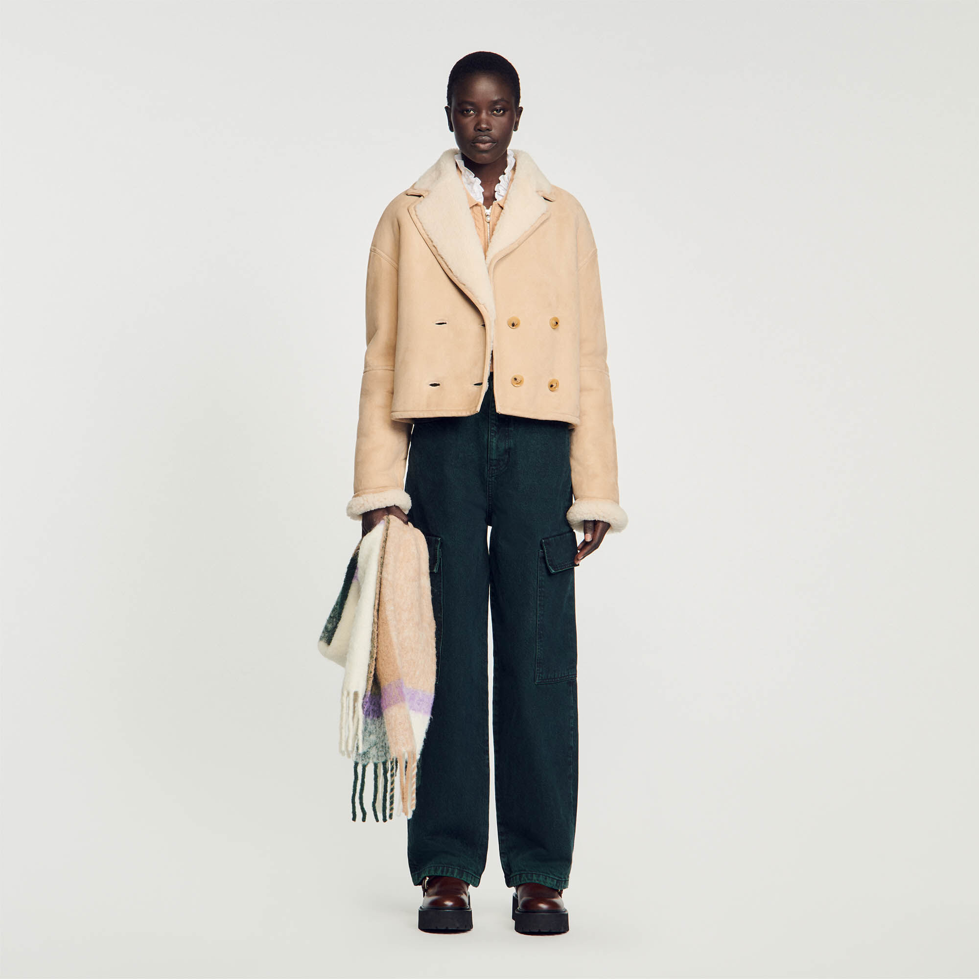 Beige deals shearling jacket