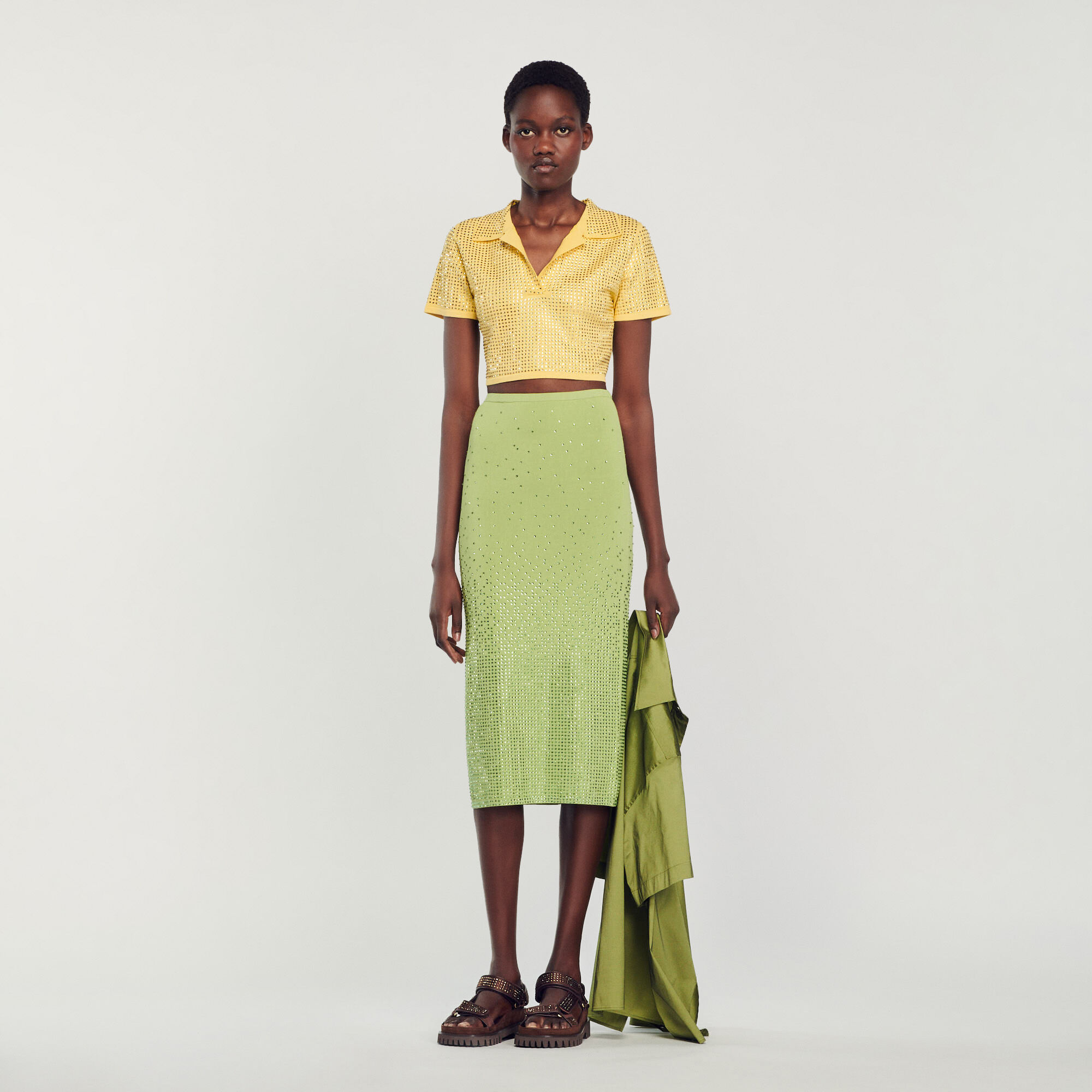 Lime green cropped outlet sweater