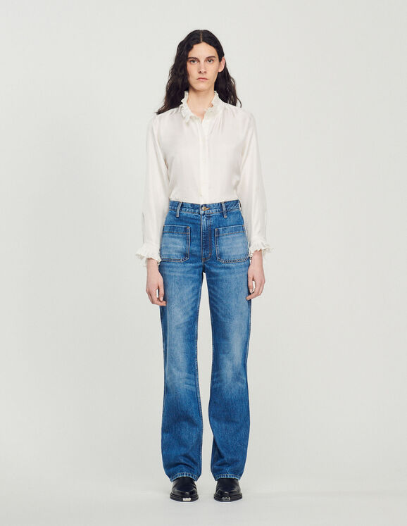 Flared faded jeans Blue Jean Femme