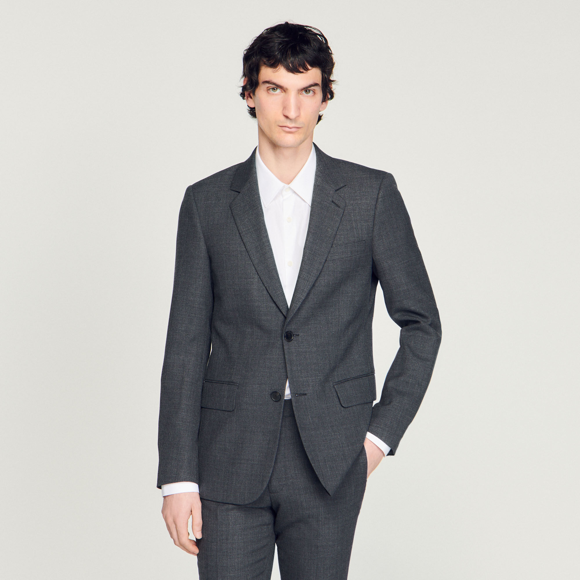 Grey wool suit jacket shop
