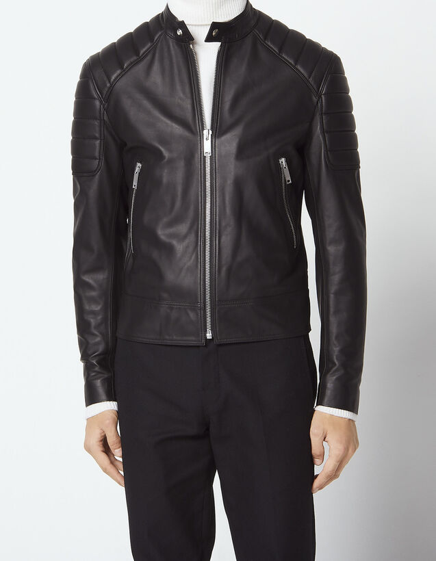 Leather Jackets For Man Discover Sandro Paris Leather Jacket With Quilted Trims Blazers Jackets Color Black