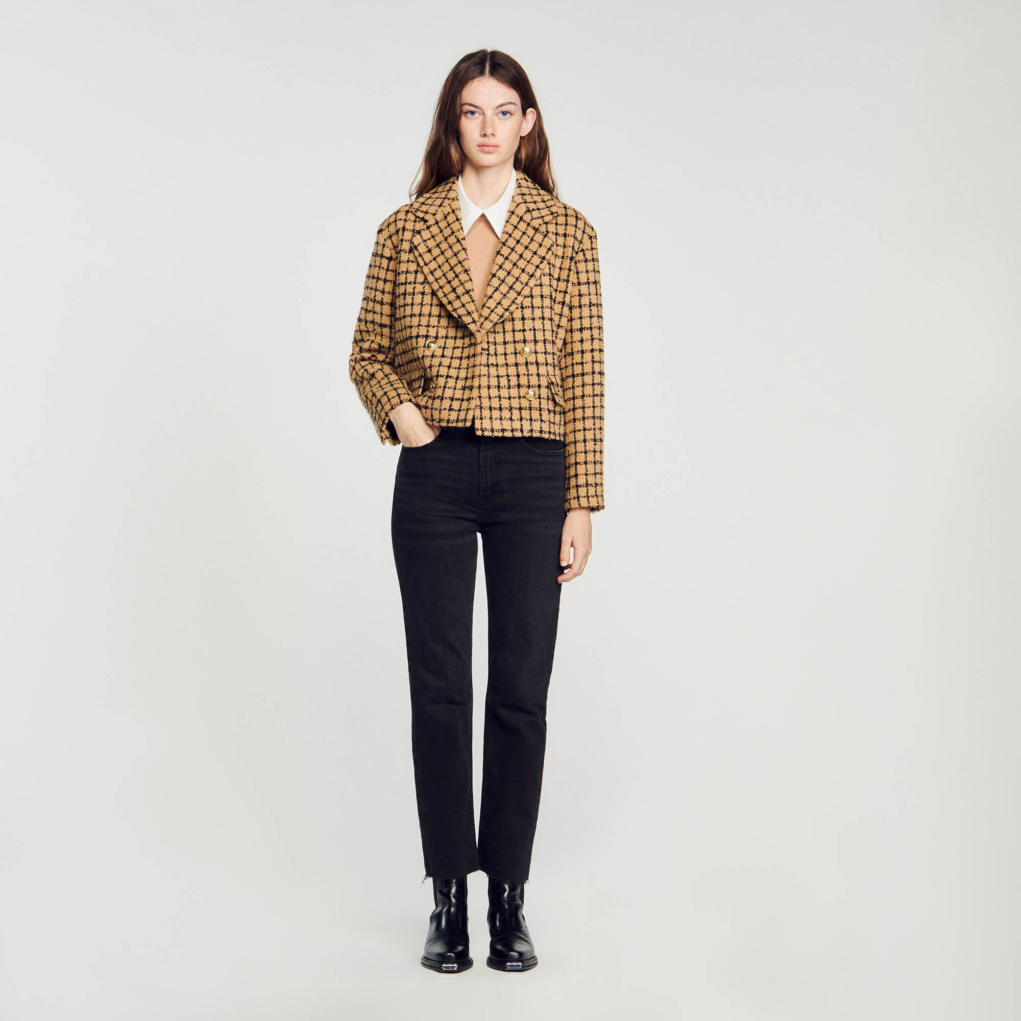 Tweed cropped blazer new arrivals