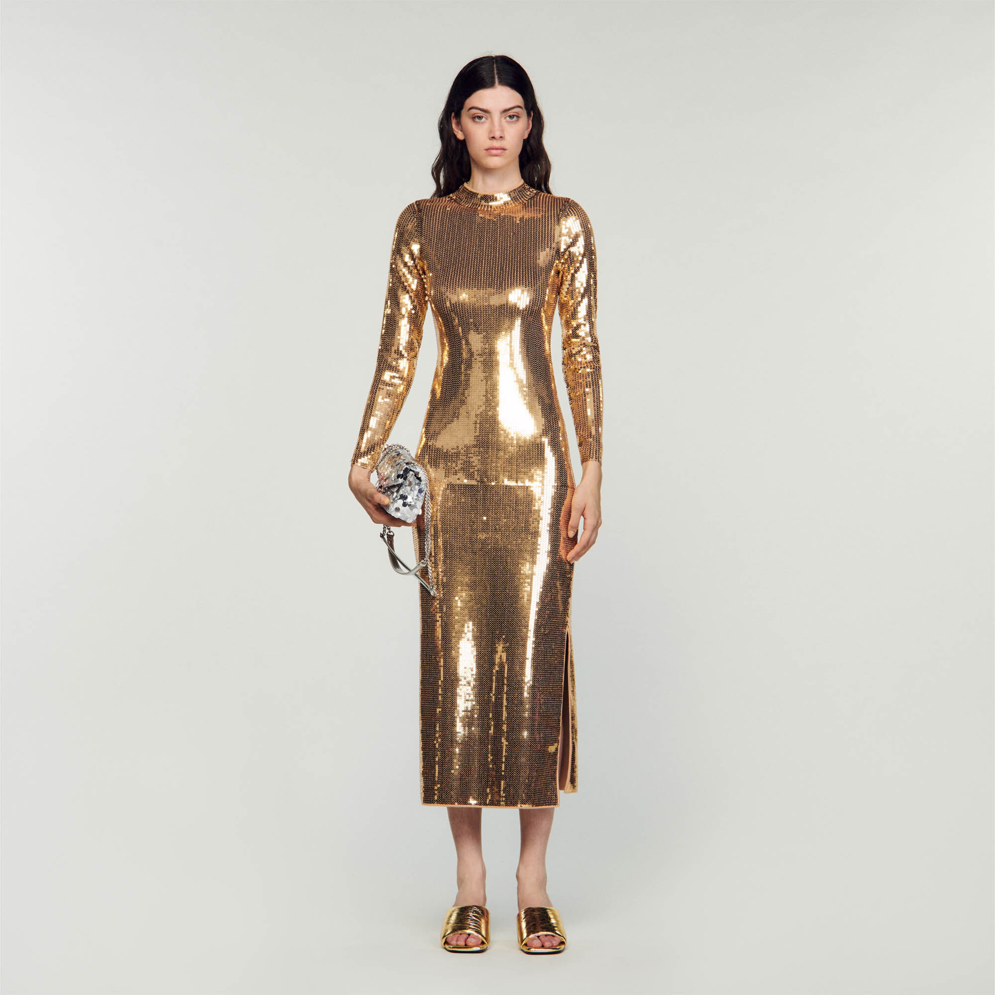 Sequin midi dress outlet with sleeves
