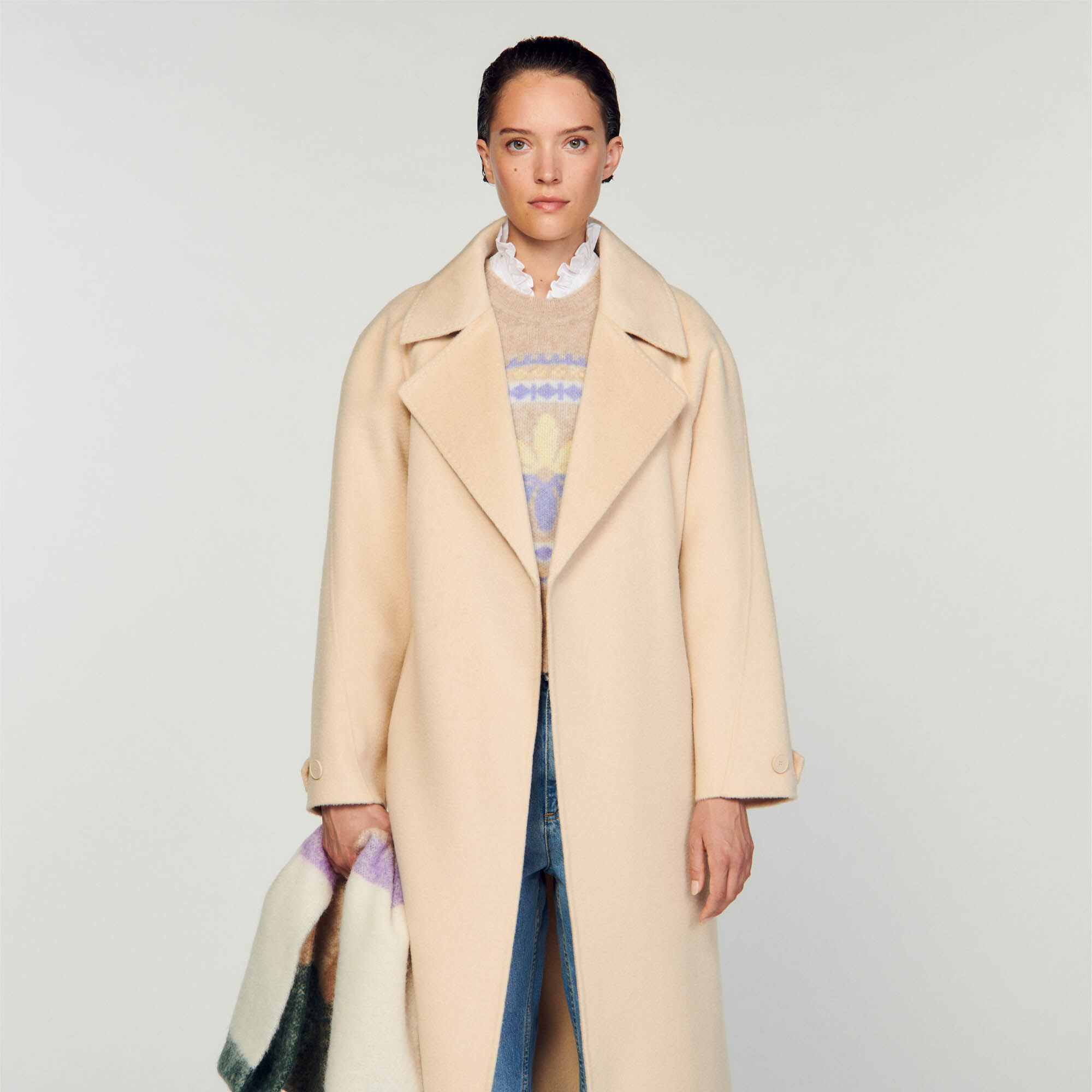 Beige wool trench coat hot sale