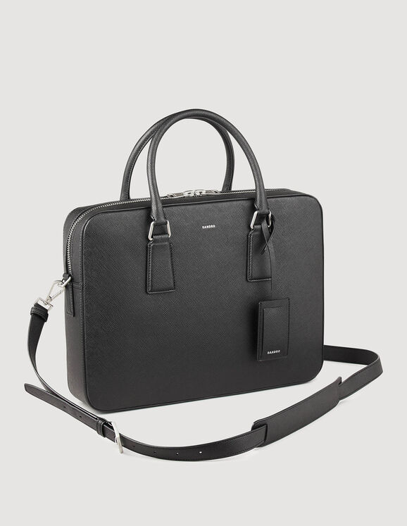 Briefcase in certified leather Black Homme