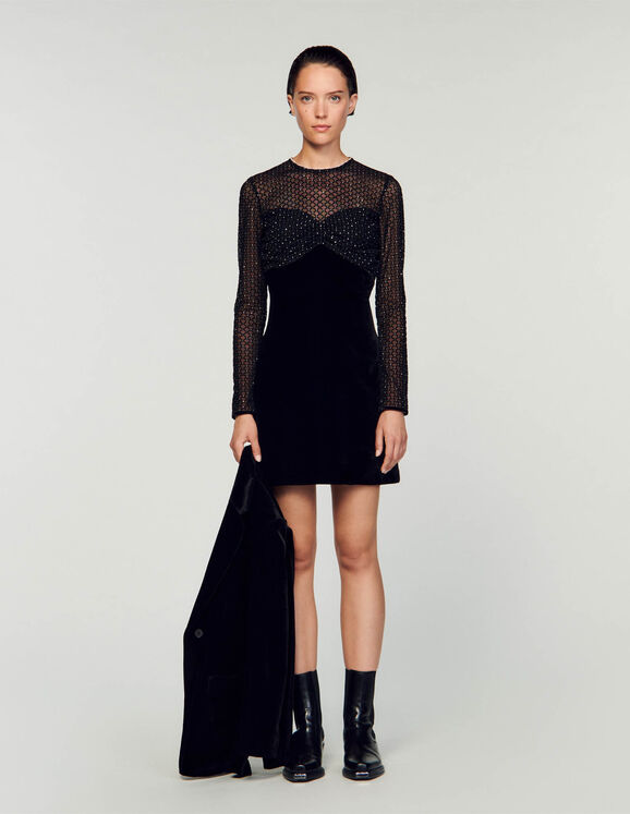 Velvet and rhinestone dress Black Femme