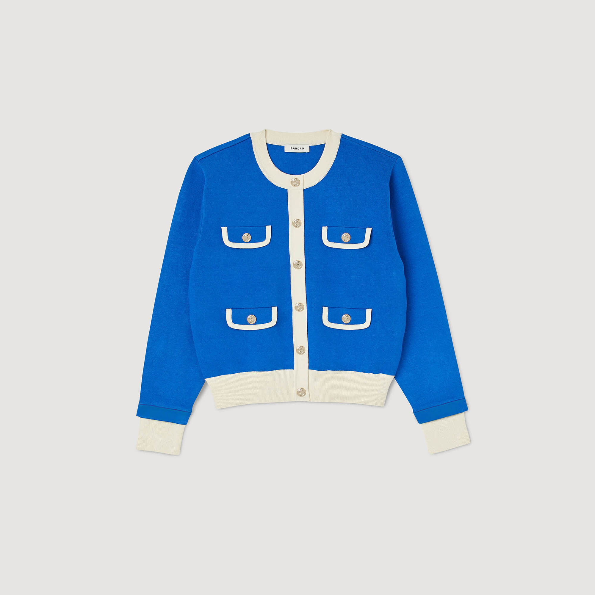 Two tone cardigan with buttons SFPCA00764 Coatigans Sandro Paris