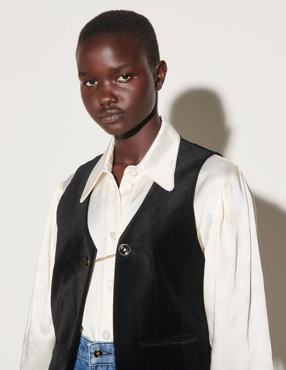 Velvet waistcoat : Clara Luciani x Sandro color Black - Zoom in this image