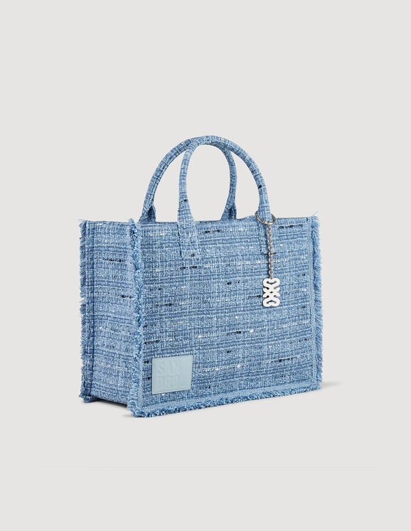 Kasbah tweed tote bag Blue Femme
