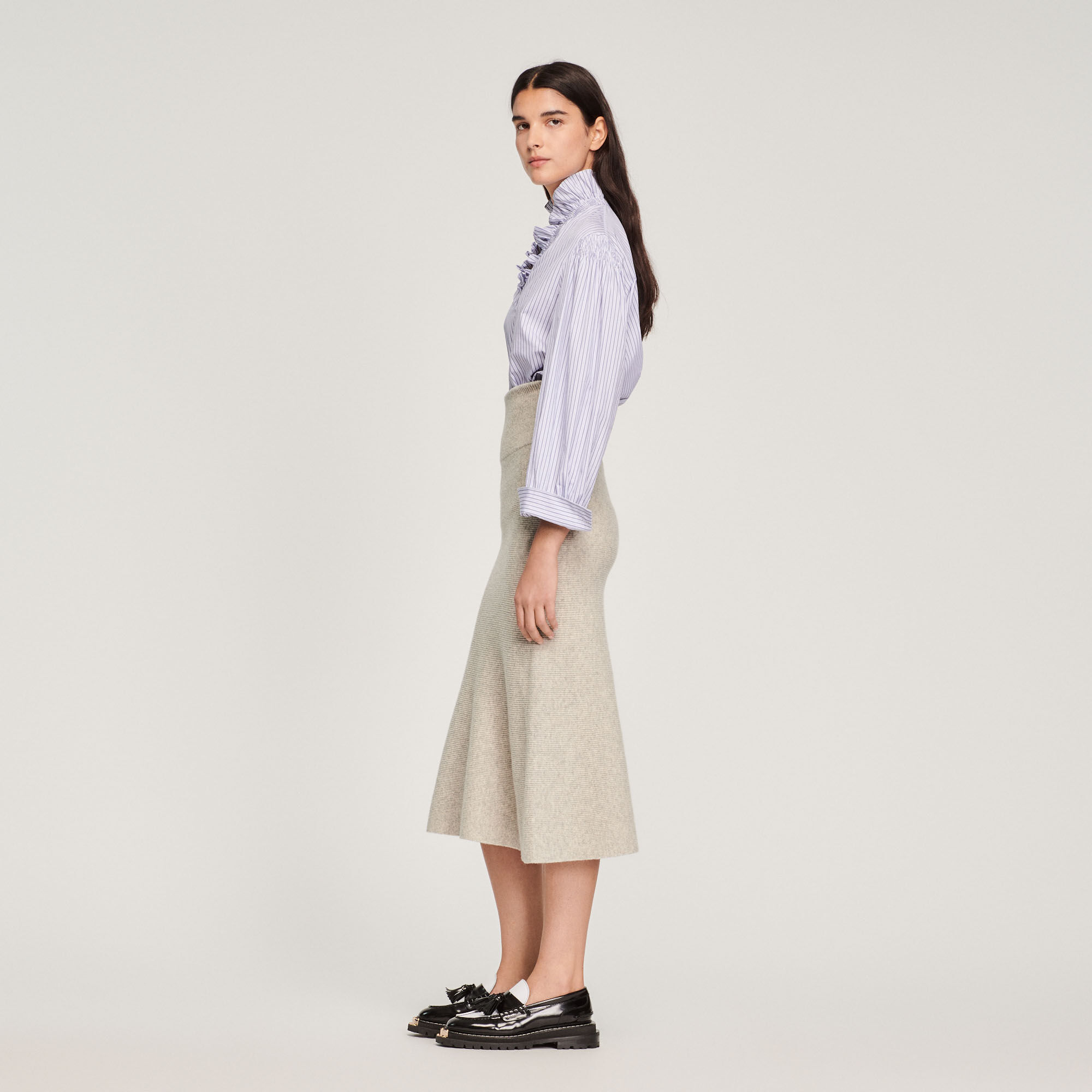 Flared grey skirt hot sale