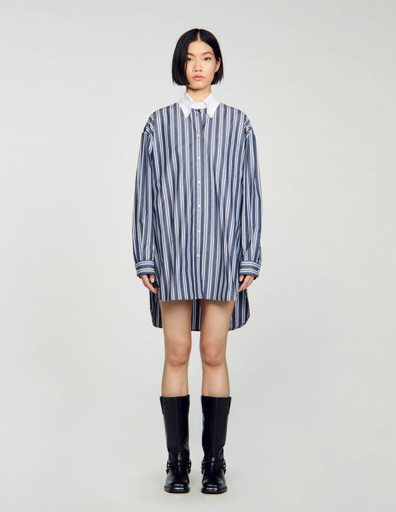 Oversized striped shirt Blu / Grey Femme