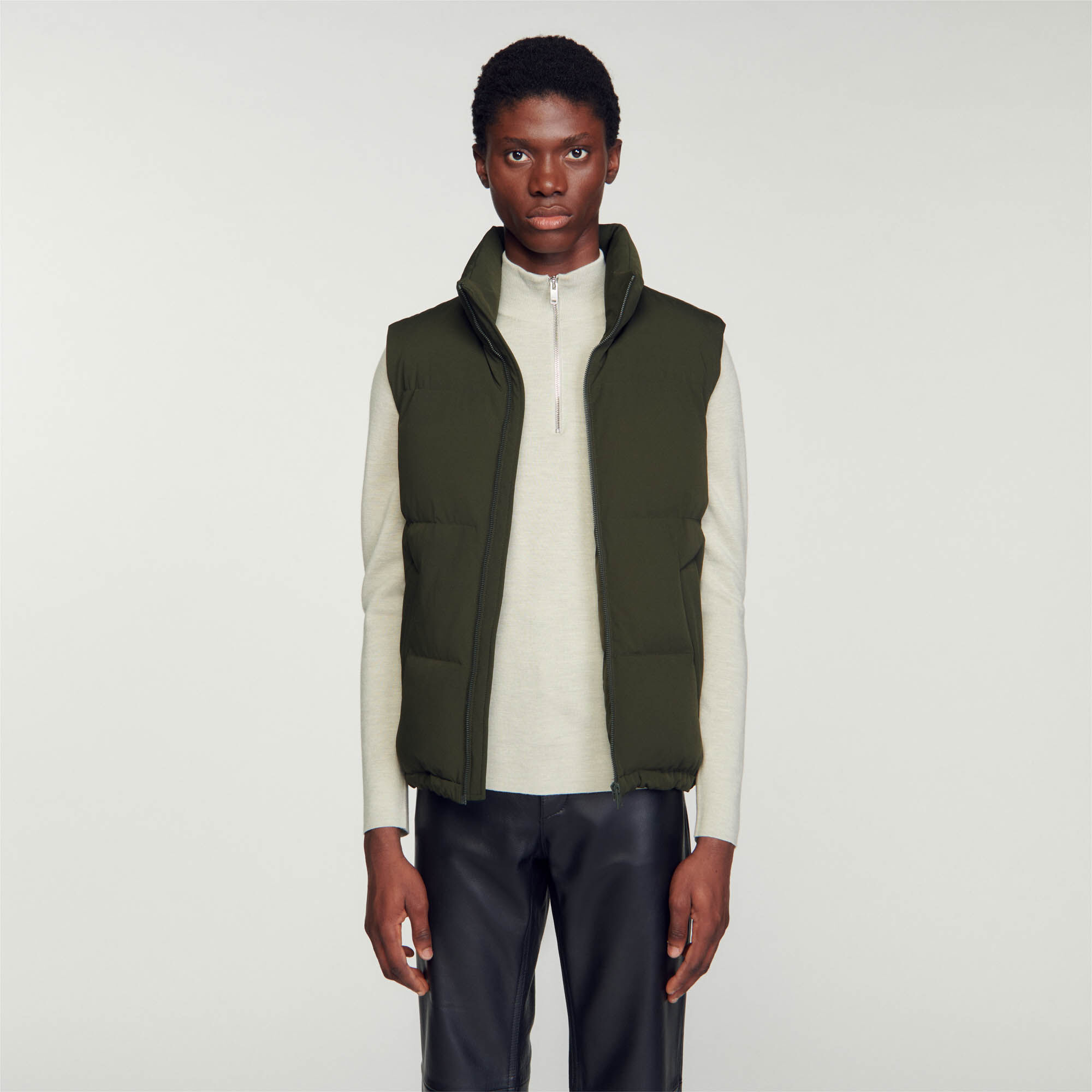 Olive green puffer vest sales