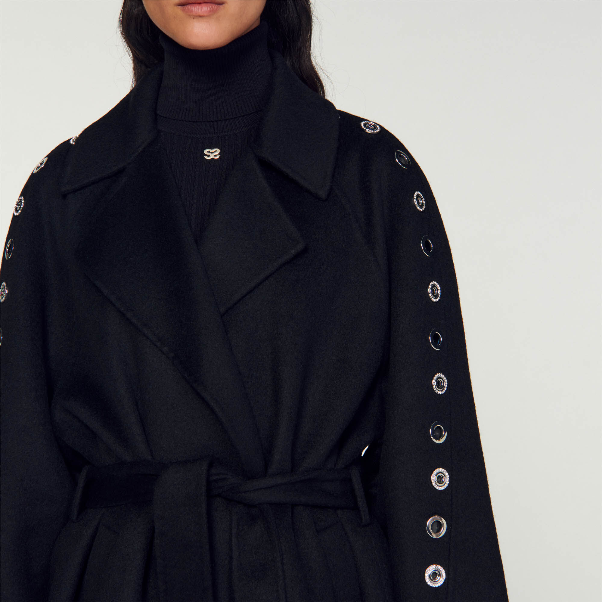 Eyelet trench coat SFPOU00565 Coats Sandro Paris
