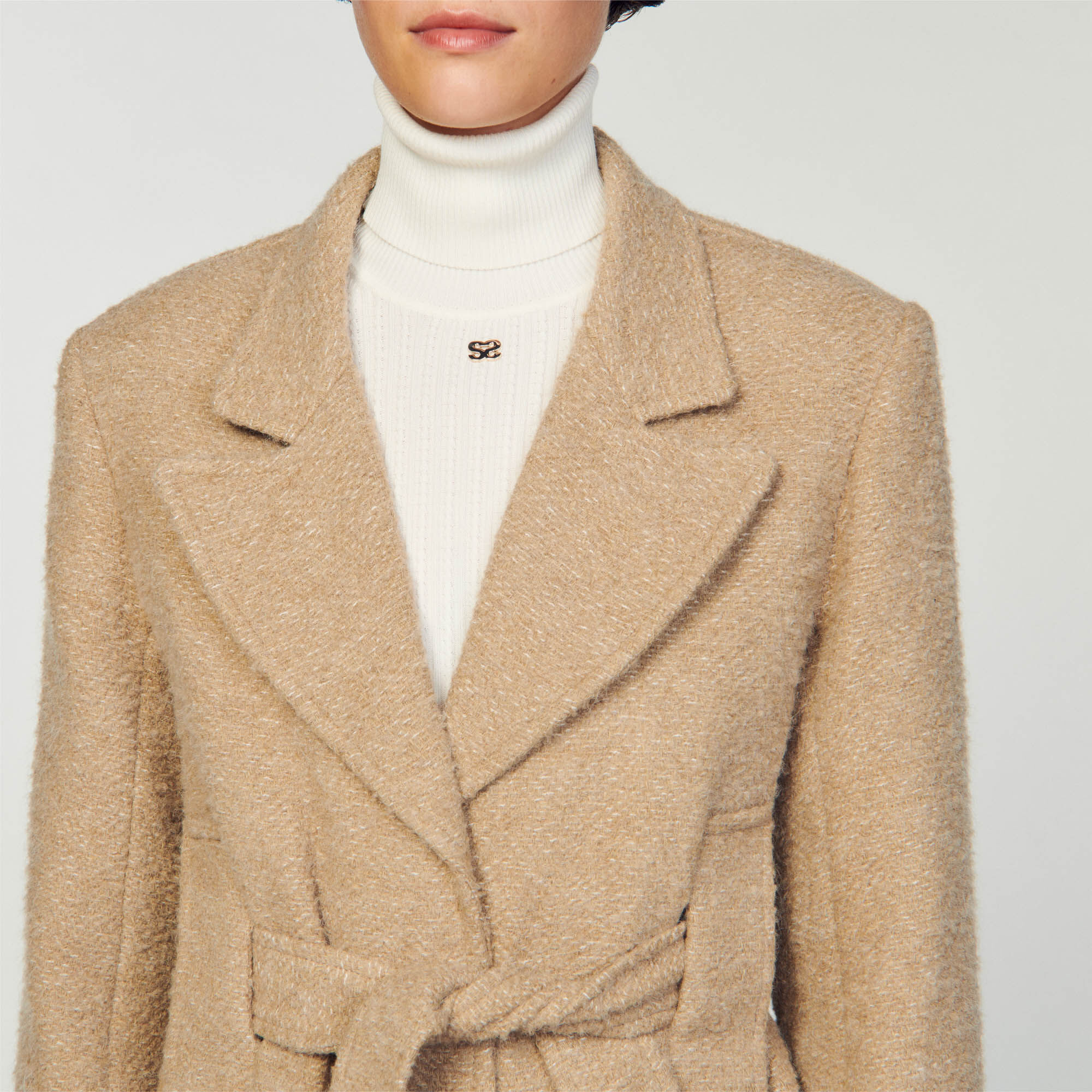 Long boucl coat SFPOU00589 Coats Sandro Paris