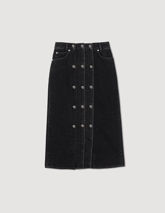 Denim skirt SFPJU00876 Black - Skirts & Shorts | Sandro Paris