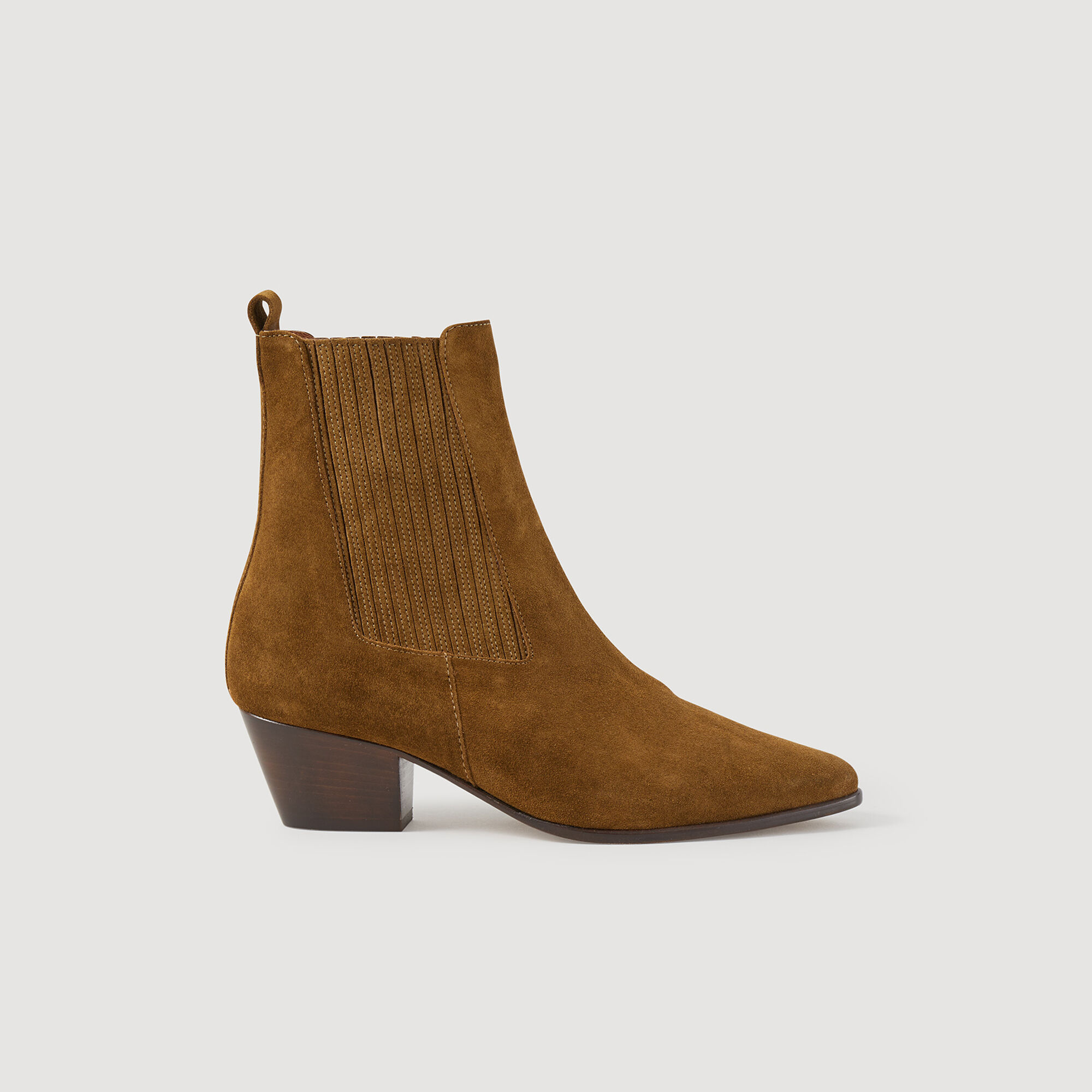 Leather ankle boots with elastic