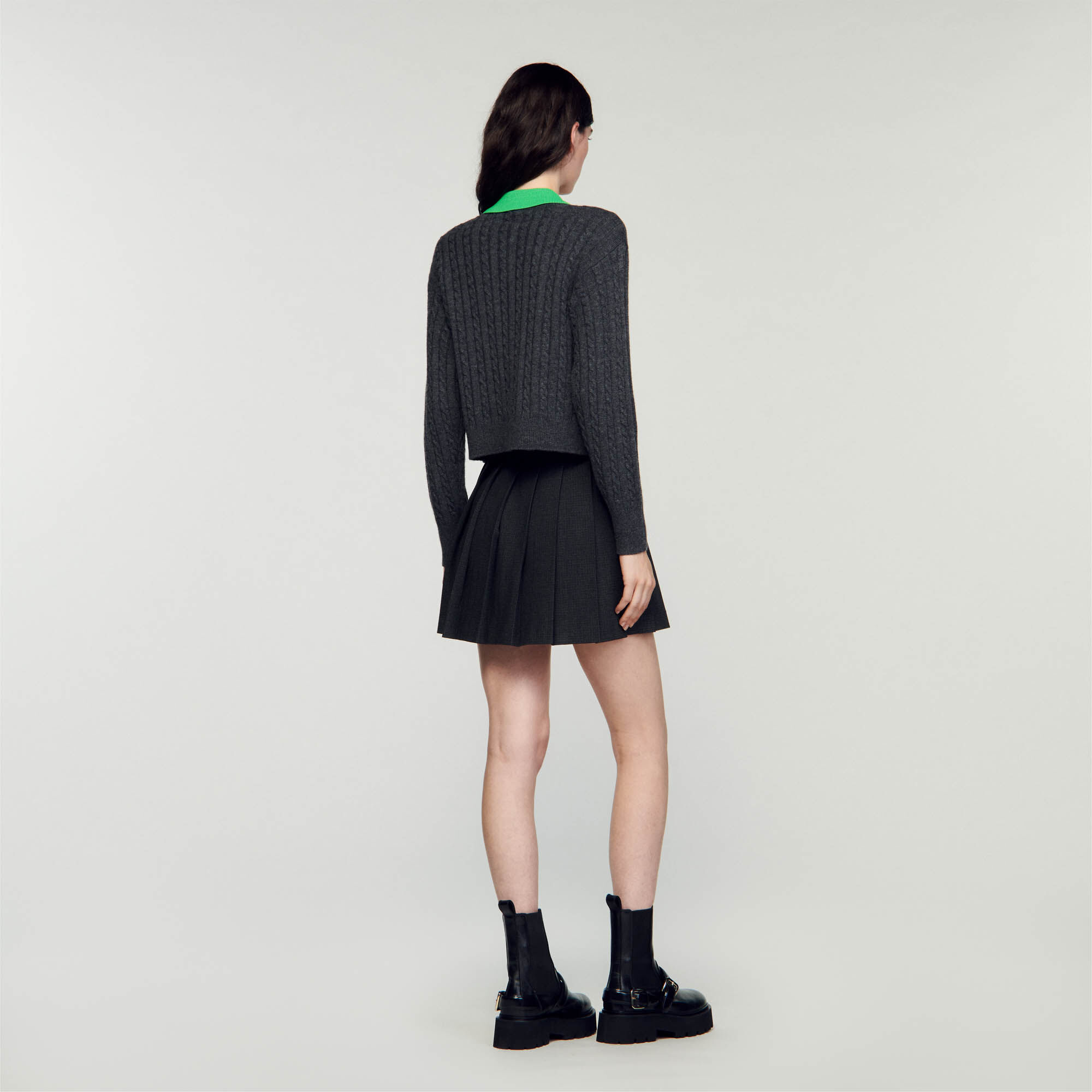 Cropped cable knit sweater SFPPU01728 Sweaters Cardigans