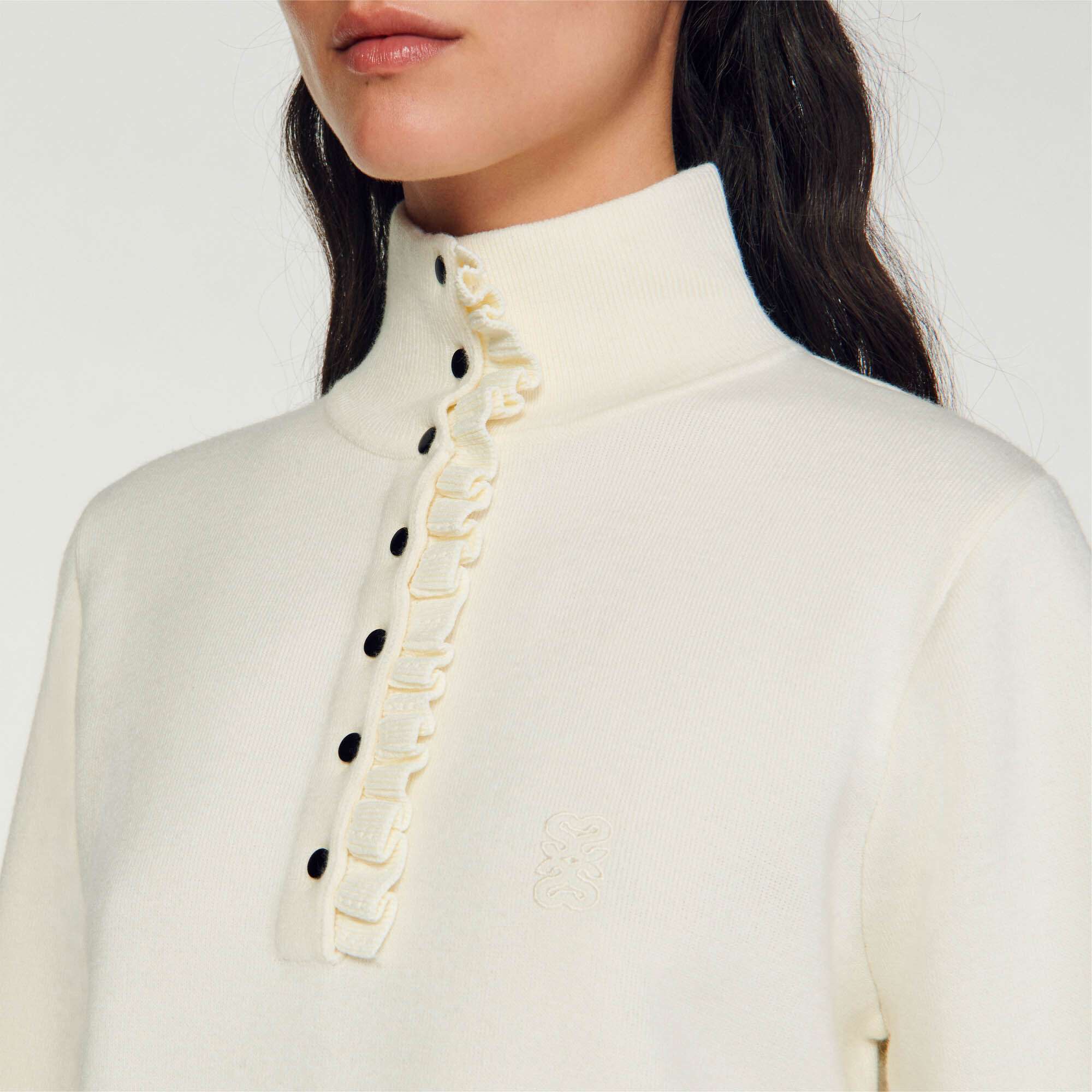 High neck shop ruffle jumper