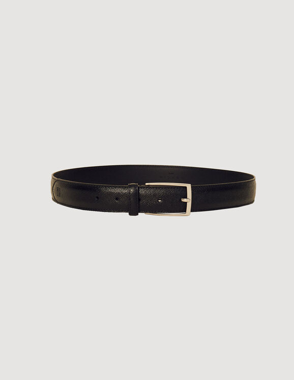 Saffiano leather belt Black Homme
