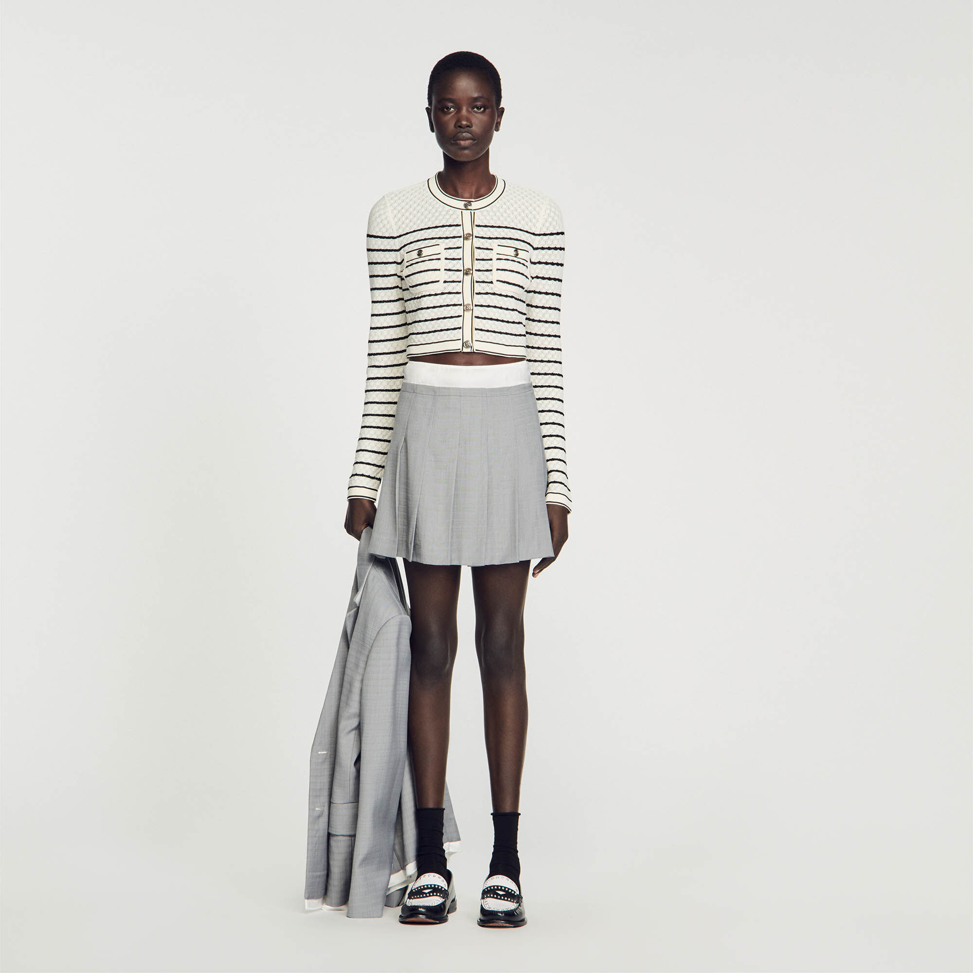 Striped knit shop skirt short