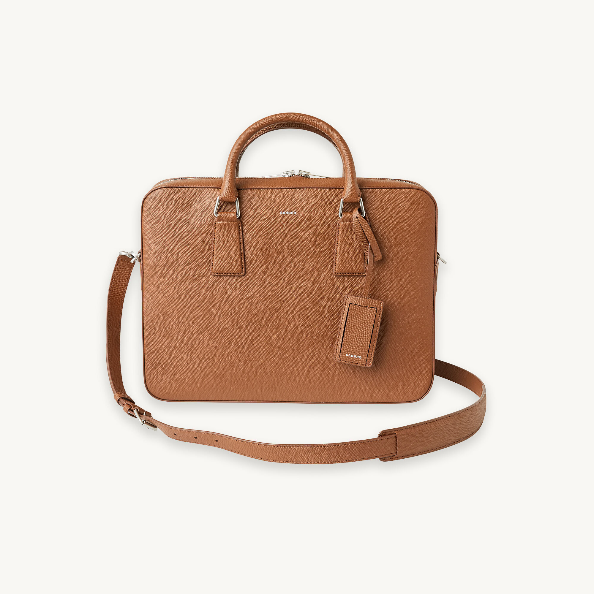Sandro saffiano leather briefcase new arrivals