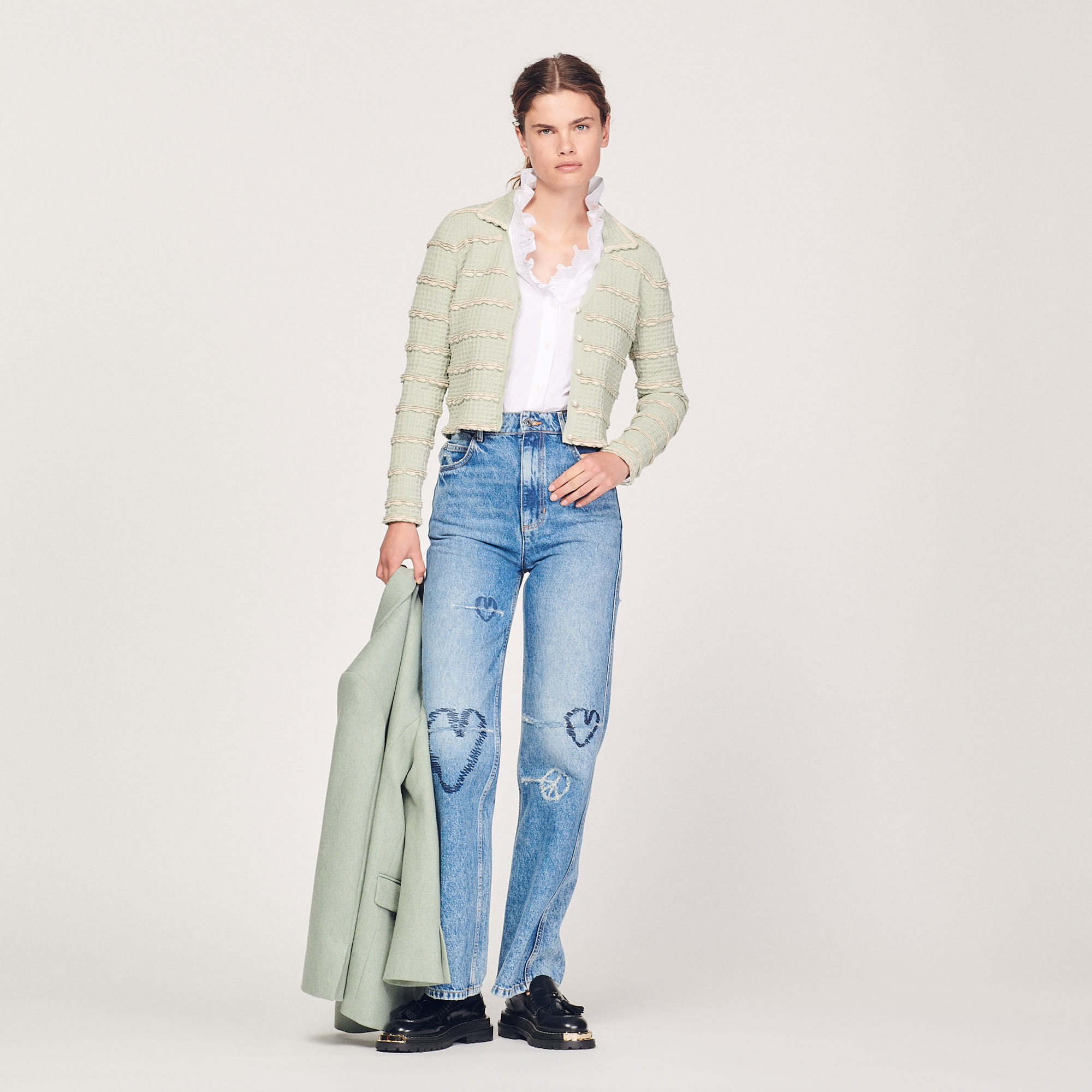 Fancy stitch knitted cardigan