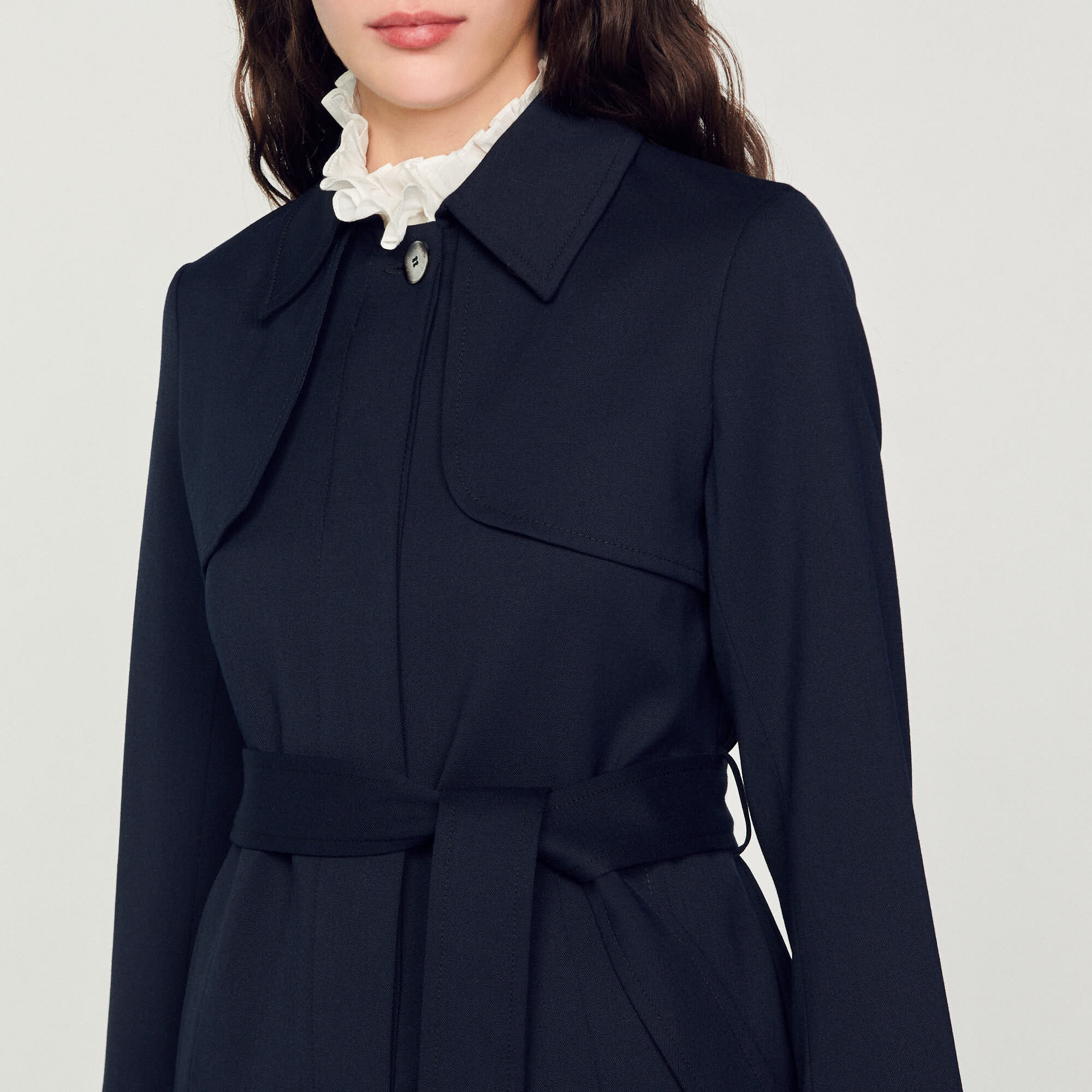 Trench coat with pleated inset SFPOU00130 Coats Sandro Paris